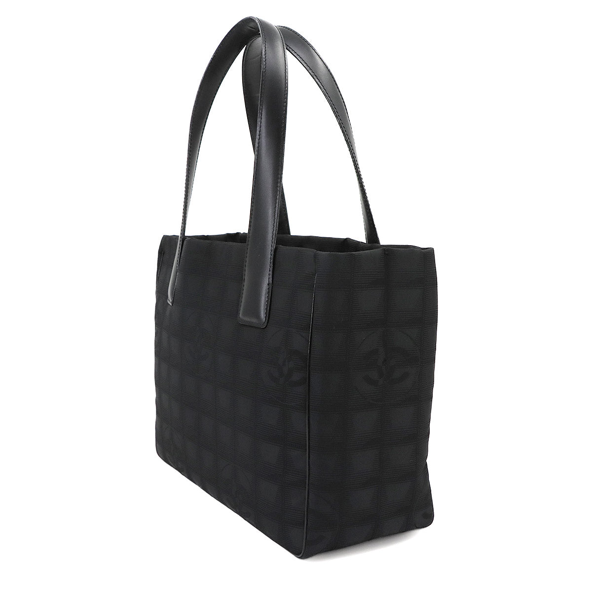 New Travel Line Tote PM Bag Nylon Jacquard Leather Black A20457