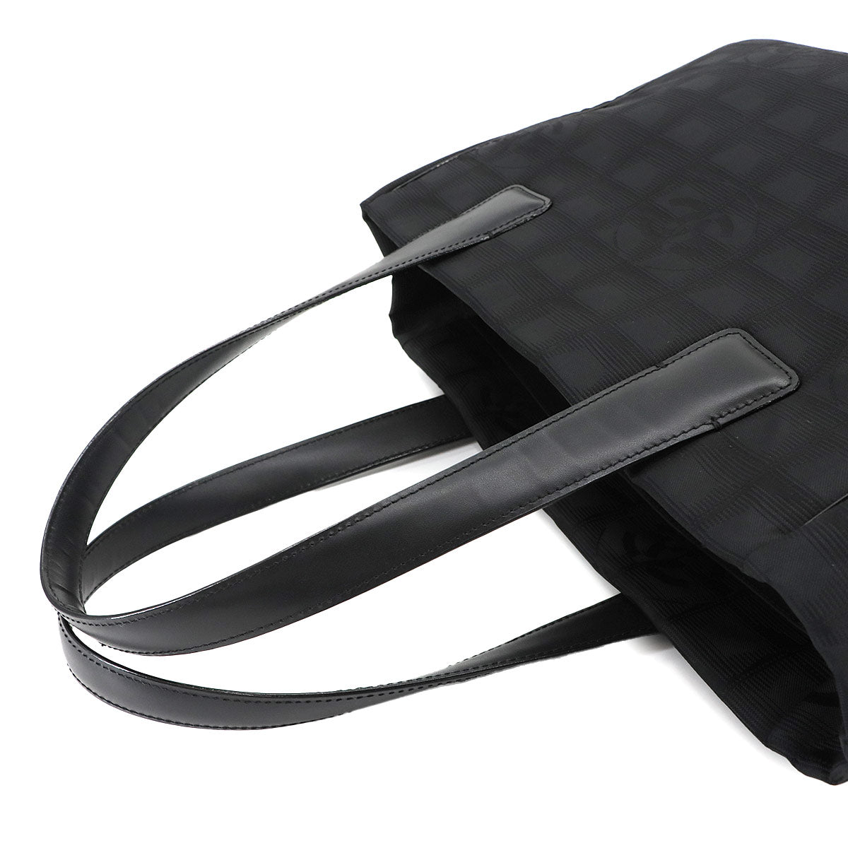 New Travel Line Tote PM Bag Nylon Jacquard Leather Black A20457