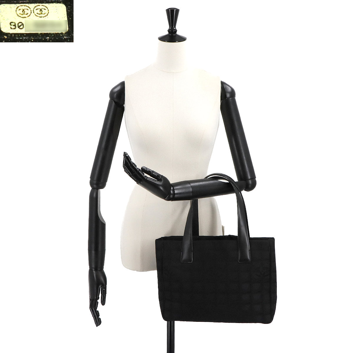 New Travel Line Tote PM Bag Nylon Jacquard Leather Black A20457