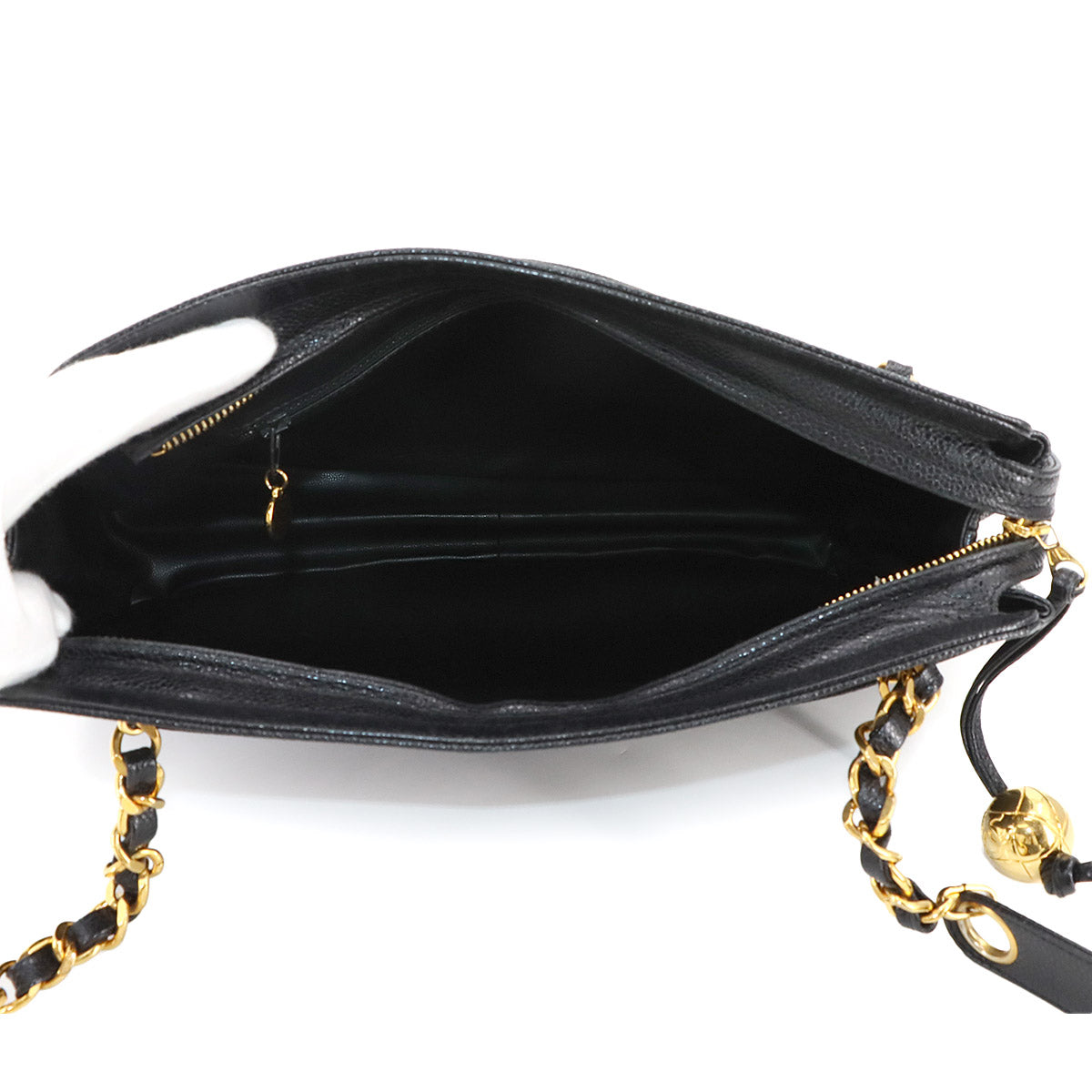 Triple Coco Tote Bag Leather Black Vintage A03675