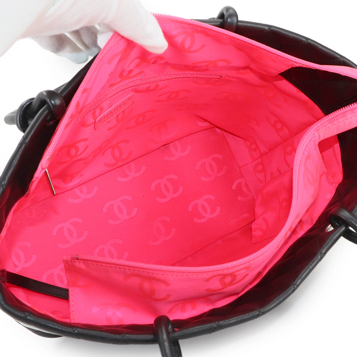 Cambon Line Large Tote Bag Leather Enamel Black A25169 Purse