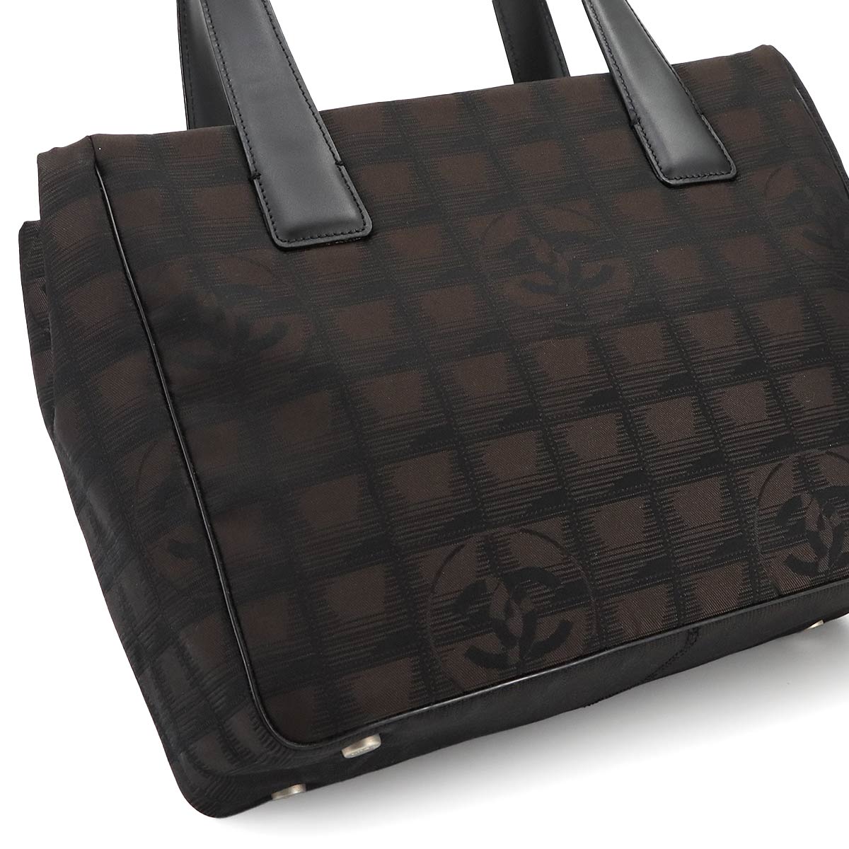 New Travel Line Tote PM Bag Nylon Jacquard Leather Brown A20457