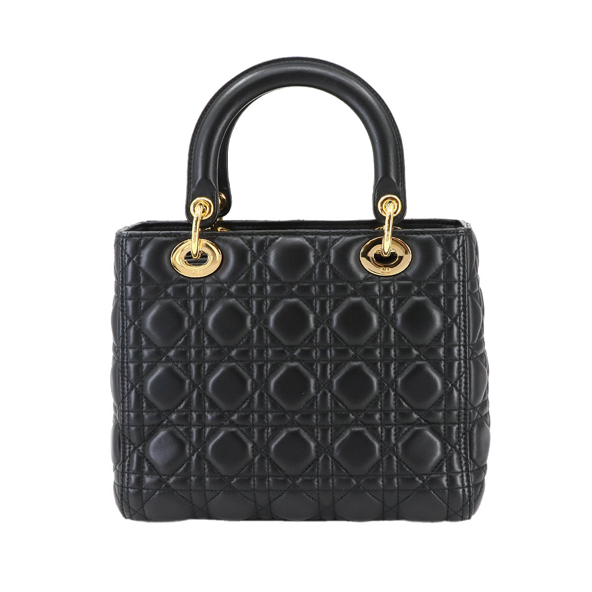 Lady Dior Medium Hand Shoulder Bag Leather Black Purse