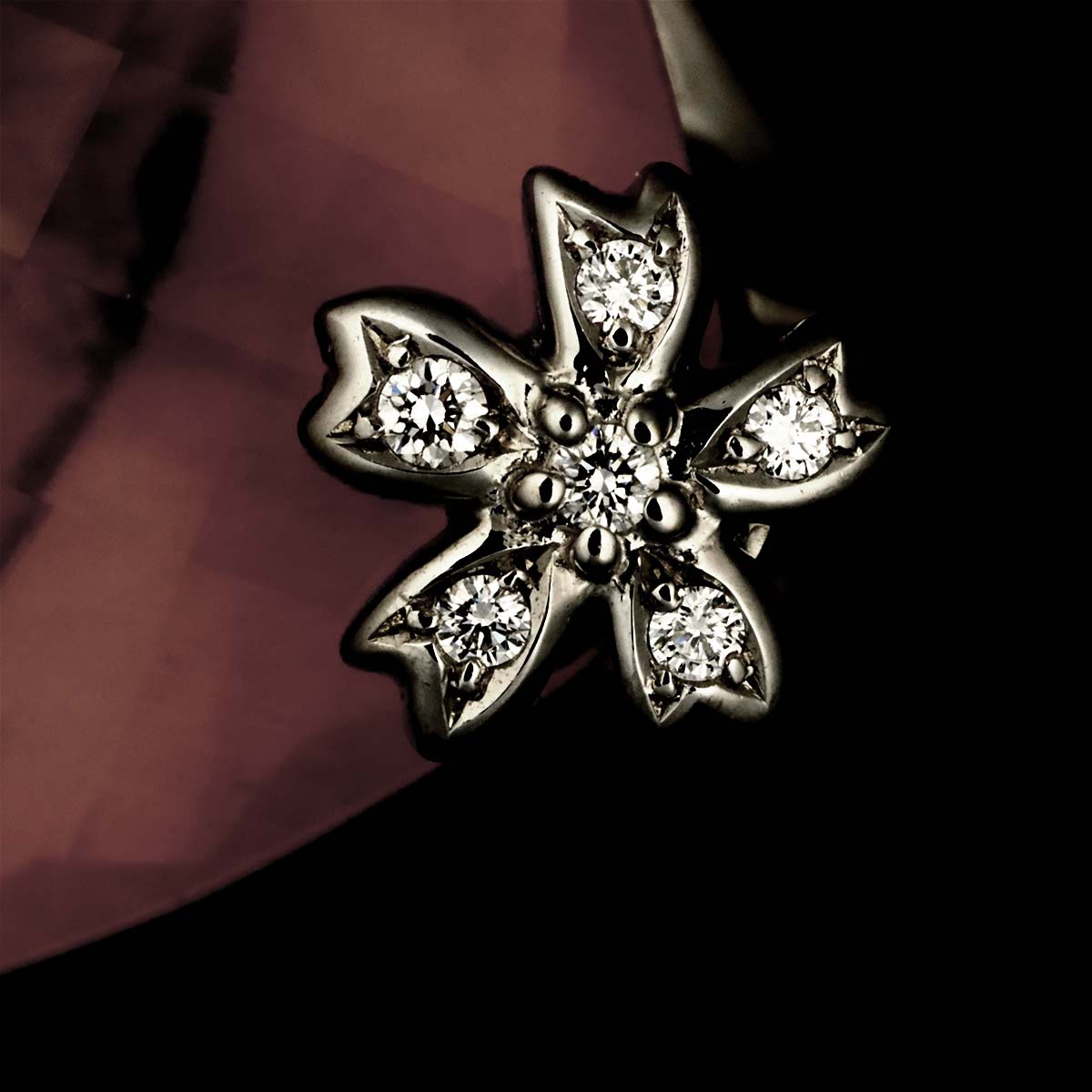 TASAKI Rose quartz 25.40ct Diamond 0.05ct Ring 18K WG 750 size7.5(US)