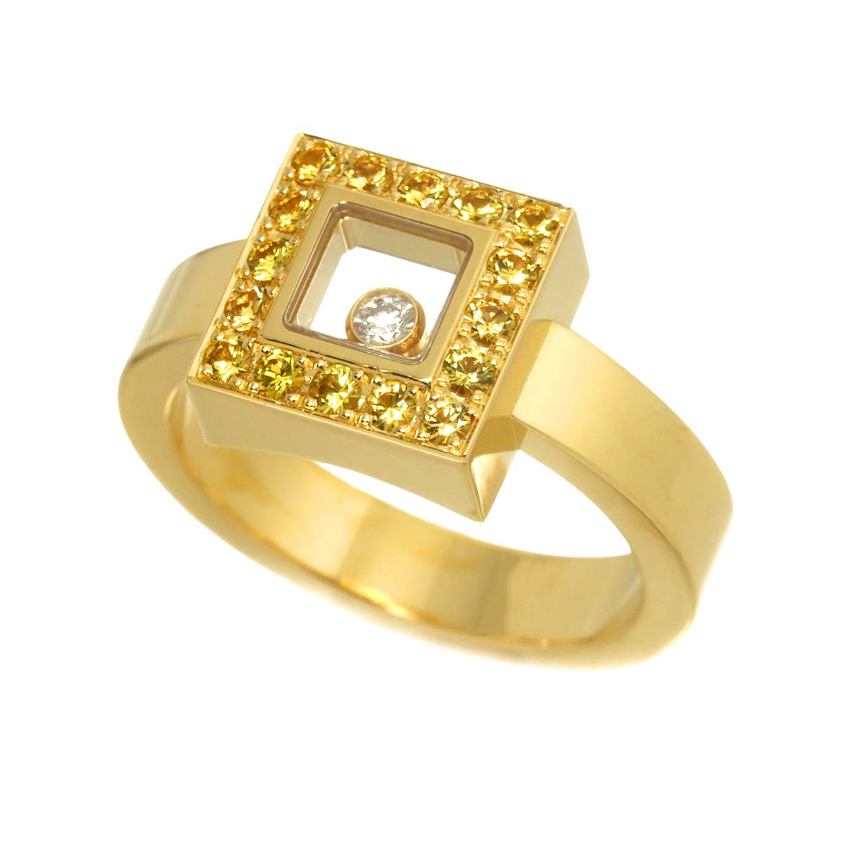 Happy Diamond Sapphire Diamond Ring 18K YG 750 Size6.25-6.5(US)