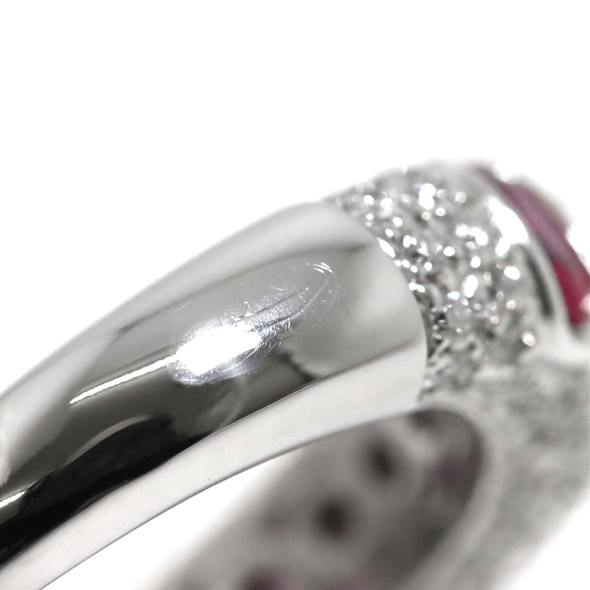 Ruby Diamond Ring 18K WG 750 Size5.75-6(US)
