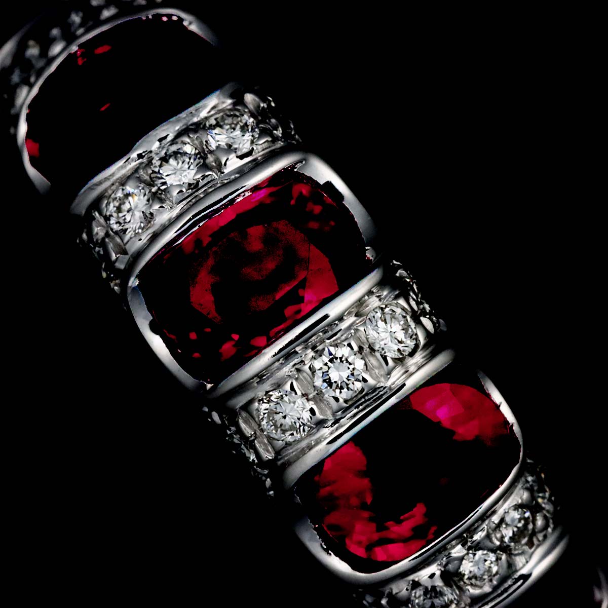 Ruby Diamond Ring 18K WG 750 Size5.75-6(US)