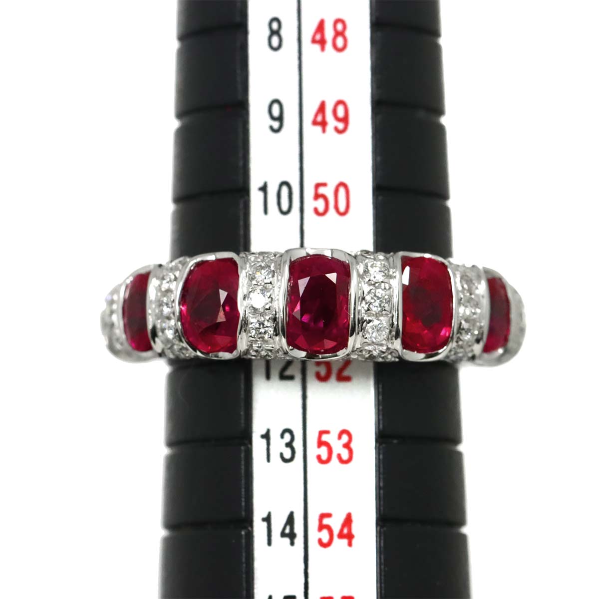 Ruby Diamond Ring 18K WG 750 Size5.75-6(US)