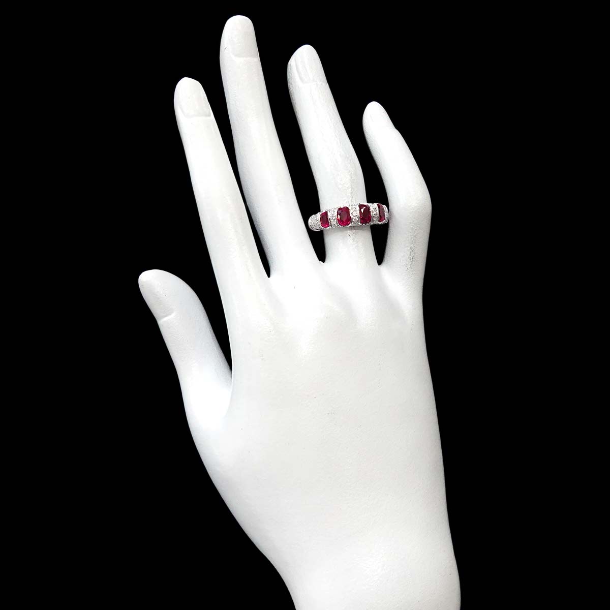 Ruby Diamond Ring 18K WG 750 Size5.75-6(US)