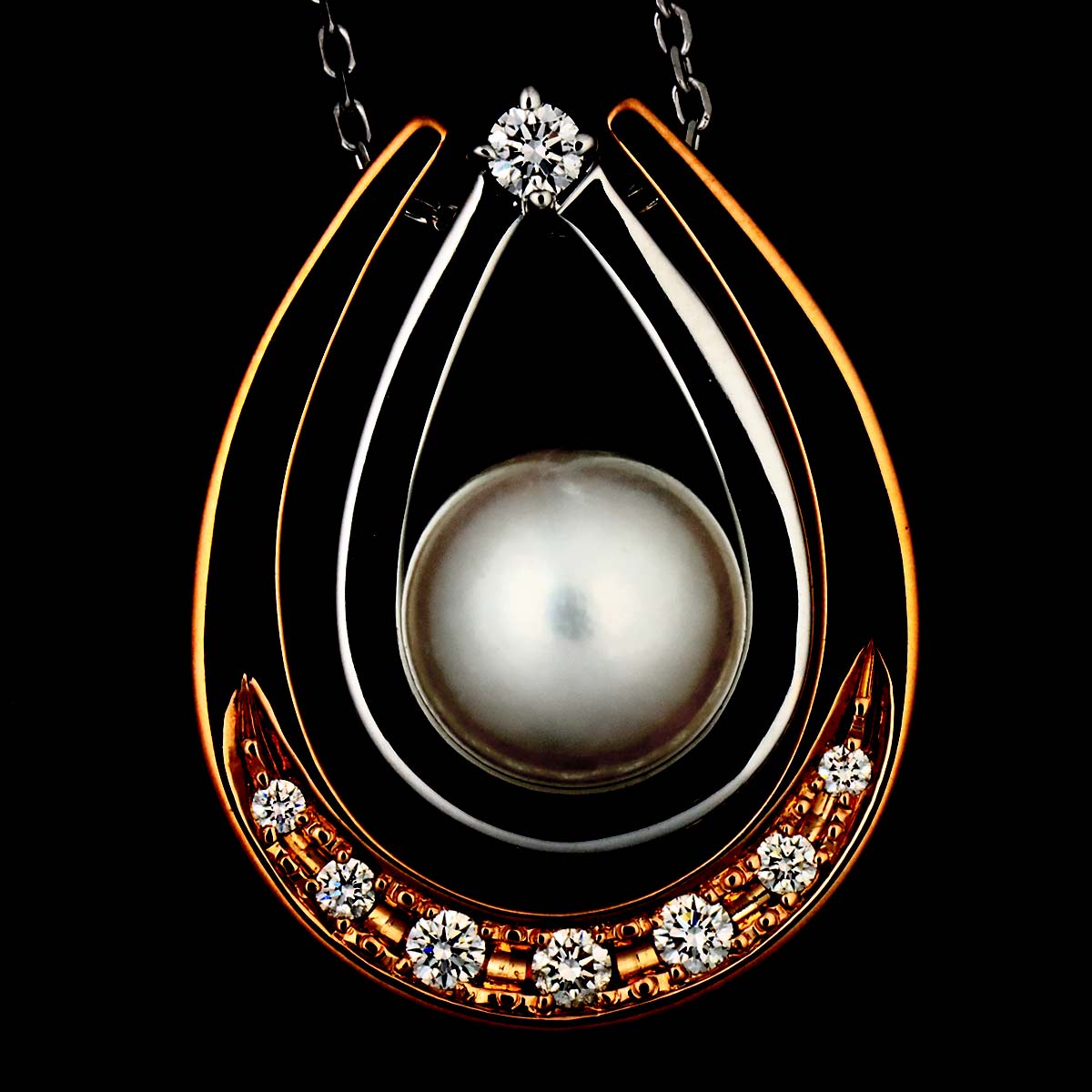 Akoya Pearl Diamond 0.07ct/0.02ct Necklace 18K WG PG 750