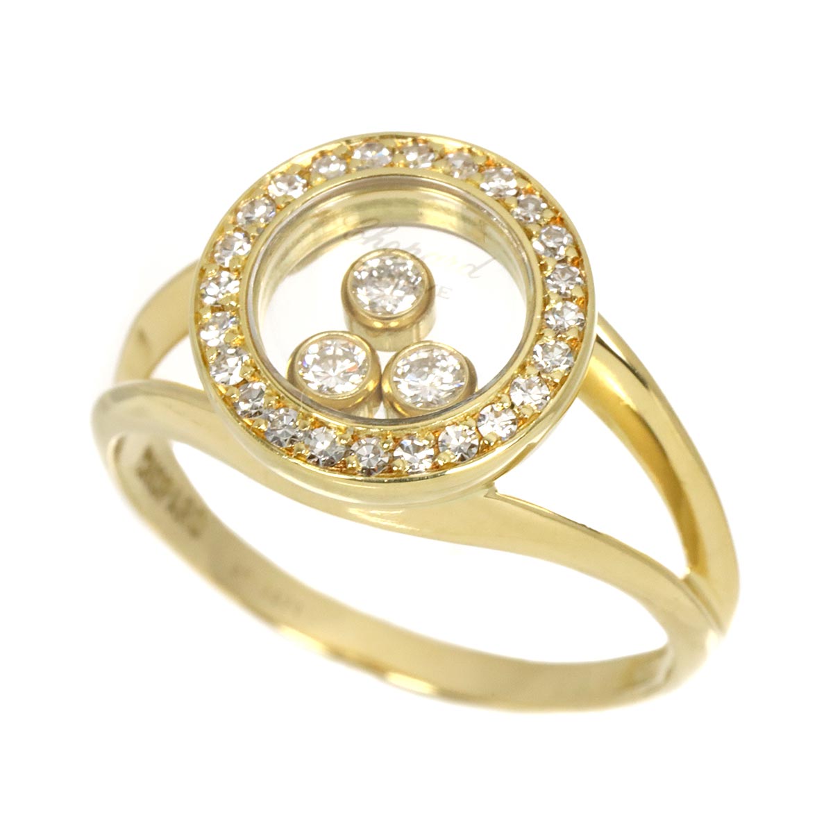 Happy Diamond Ring 18K YG 750 Size6-6.25(US)