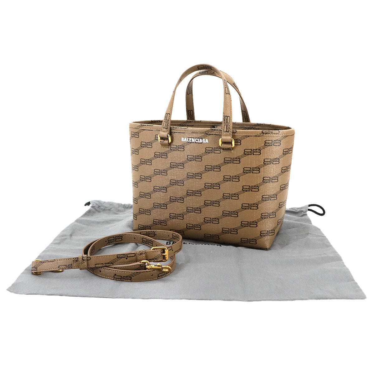 BB Monogram Hand Shoulder Bag PVC Brown Black 702699