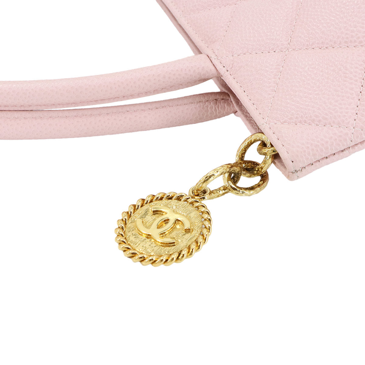 Medallion Tote Bag Leather Light Pink A01804 Coco Logos Purse