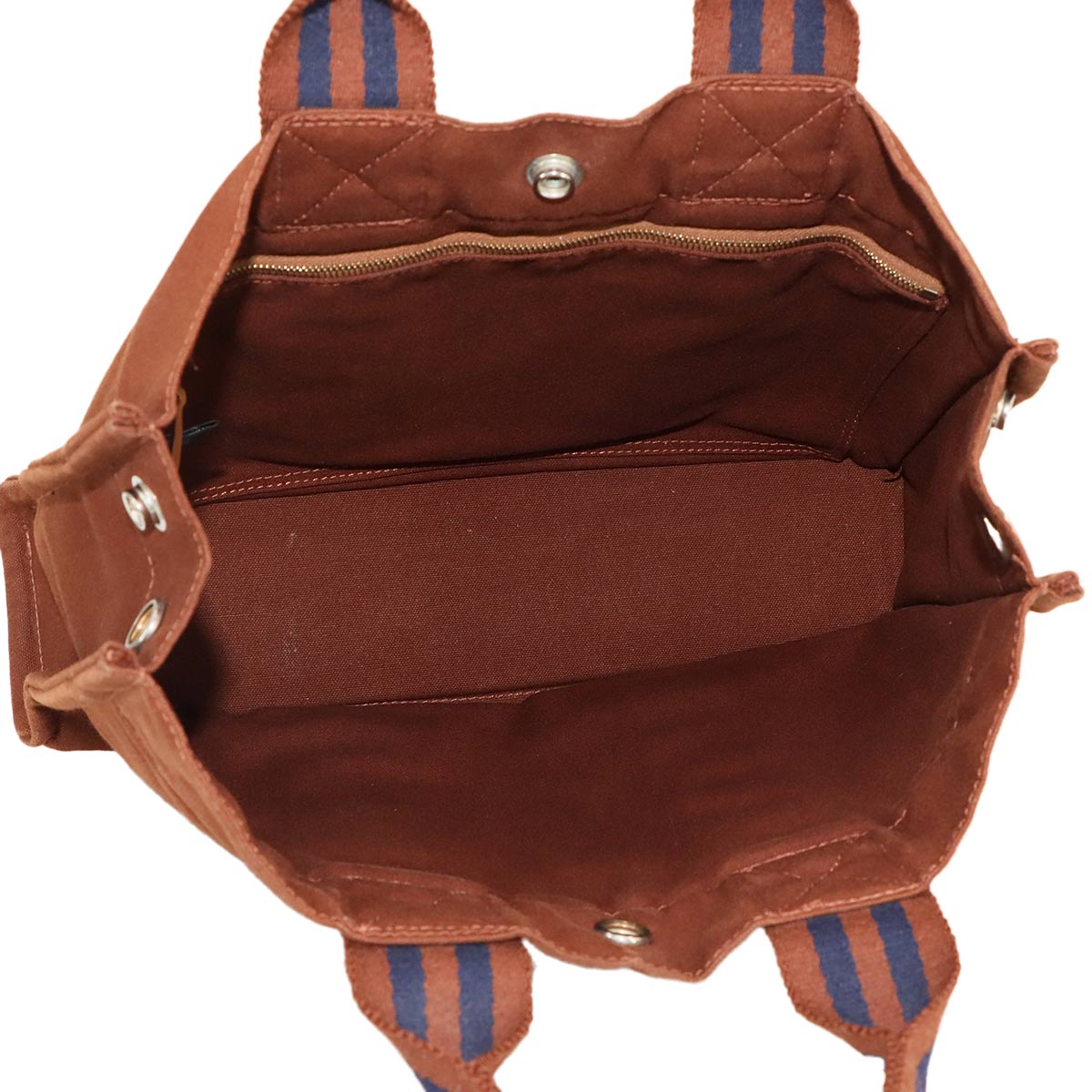 Fourre Tout PM Tote Bag Canvas Brown Navy Unisex Purse