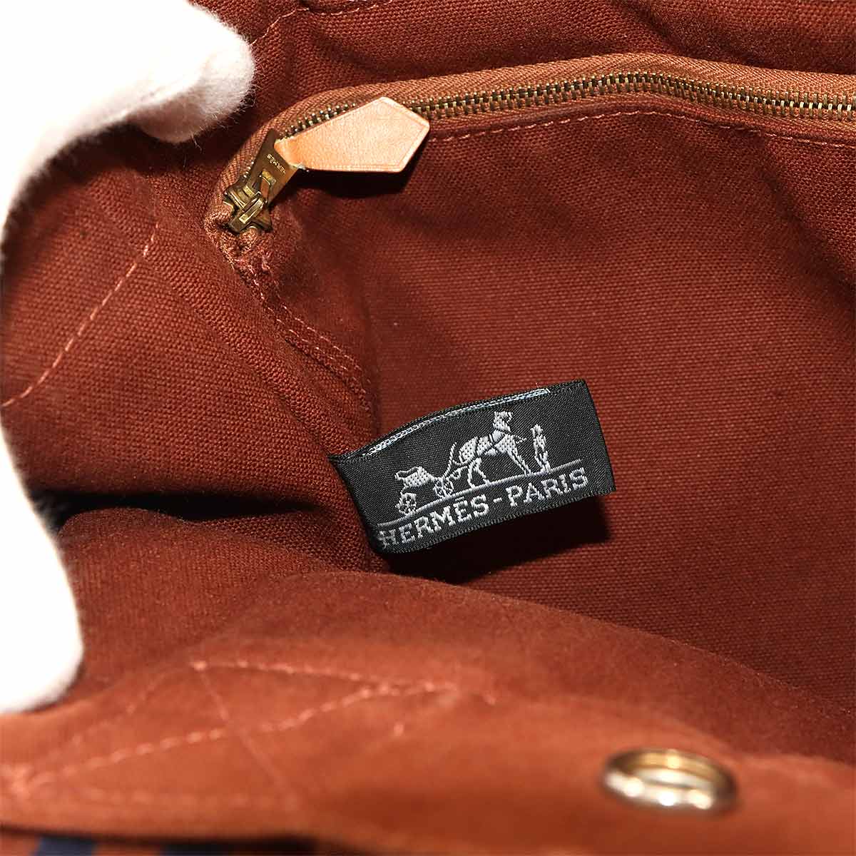 Fourre Tout PM Tote Bag Canvas Brown Navy Unisex Purse