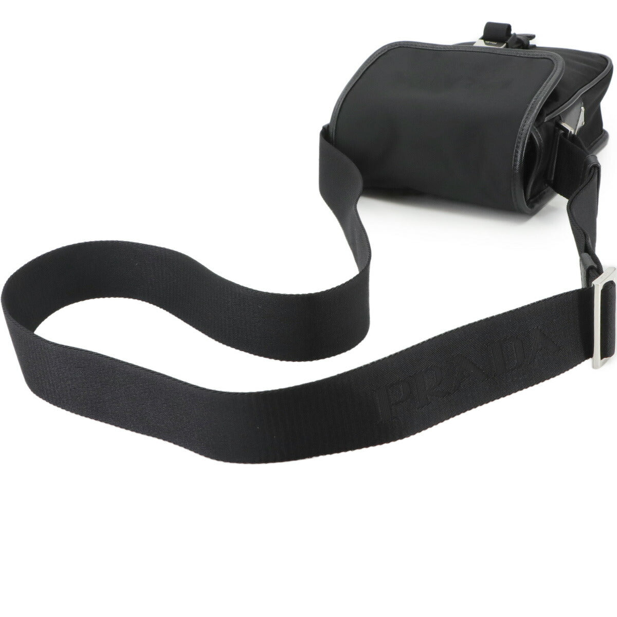 Shoulder Bag Nylon Saffiano Leather Black 2VD028 Purse