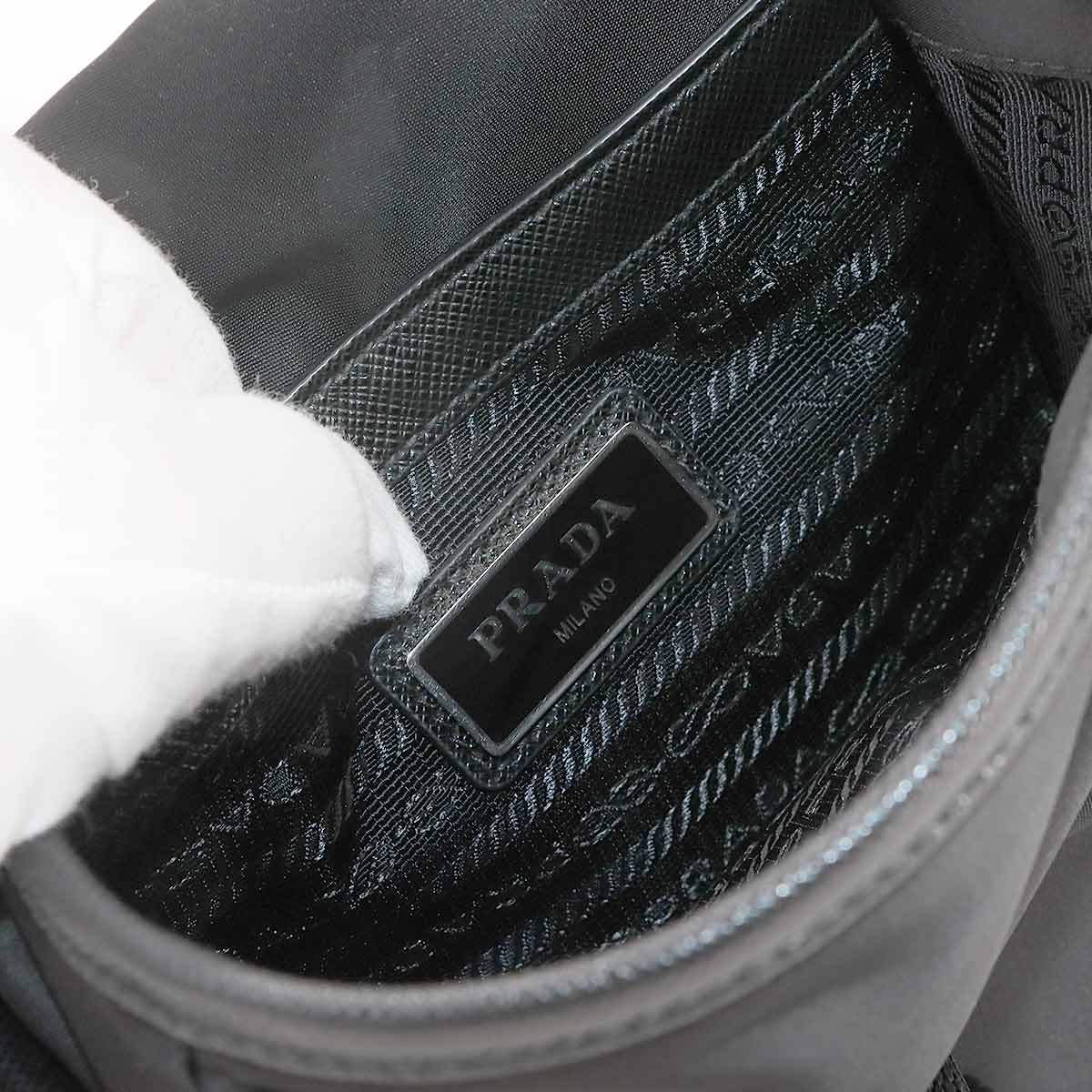 Shoulder Bag Nylon Saffiano Leather Black 2VD028 Purse