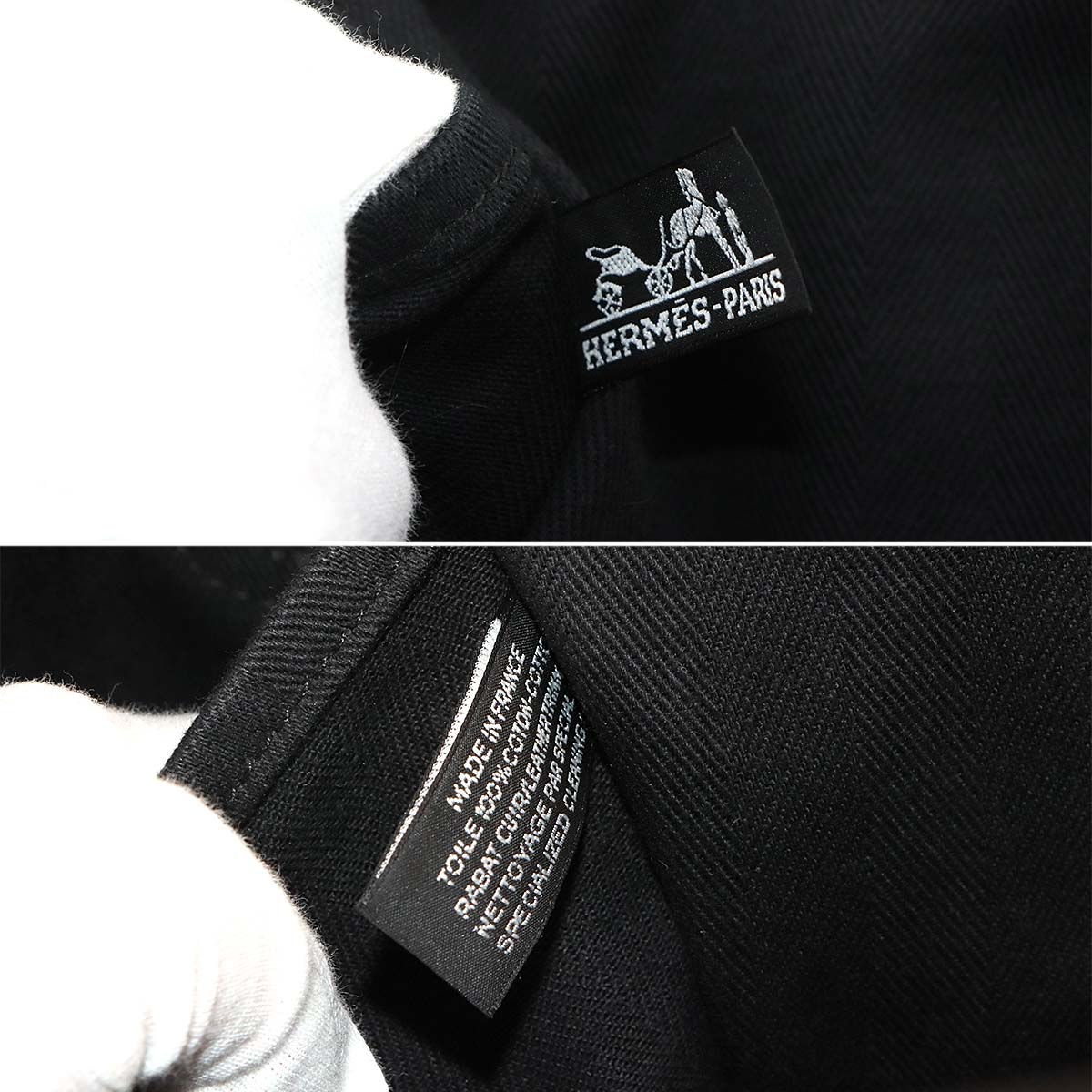 Valparaiso MM Hand Bag Toile chevrons Leather Black Purse