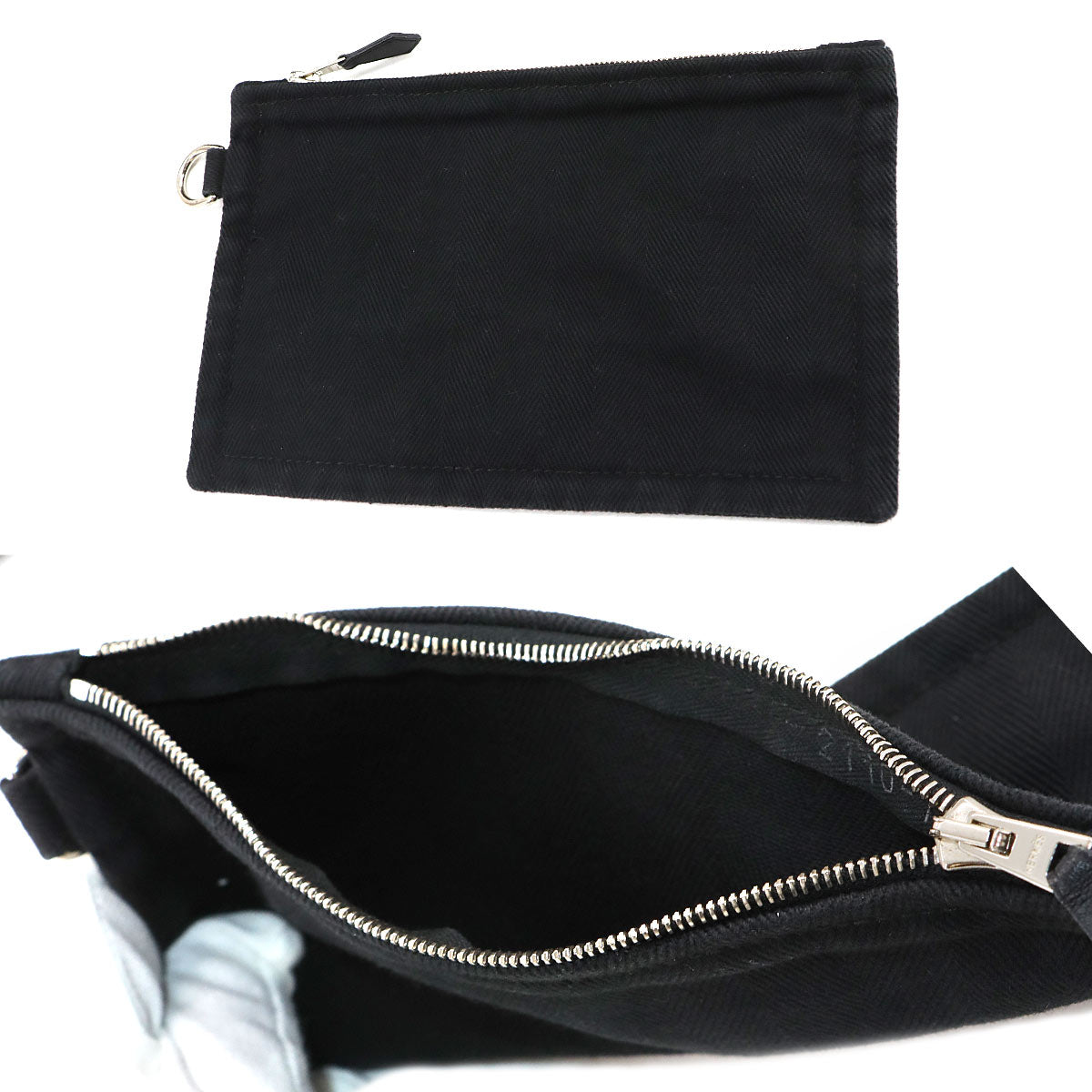 Valparaiso MM Hand Bag Toile chevrons Leather Black Purse