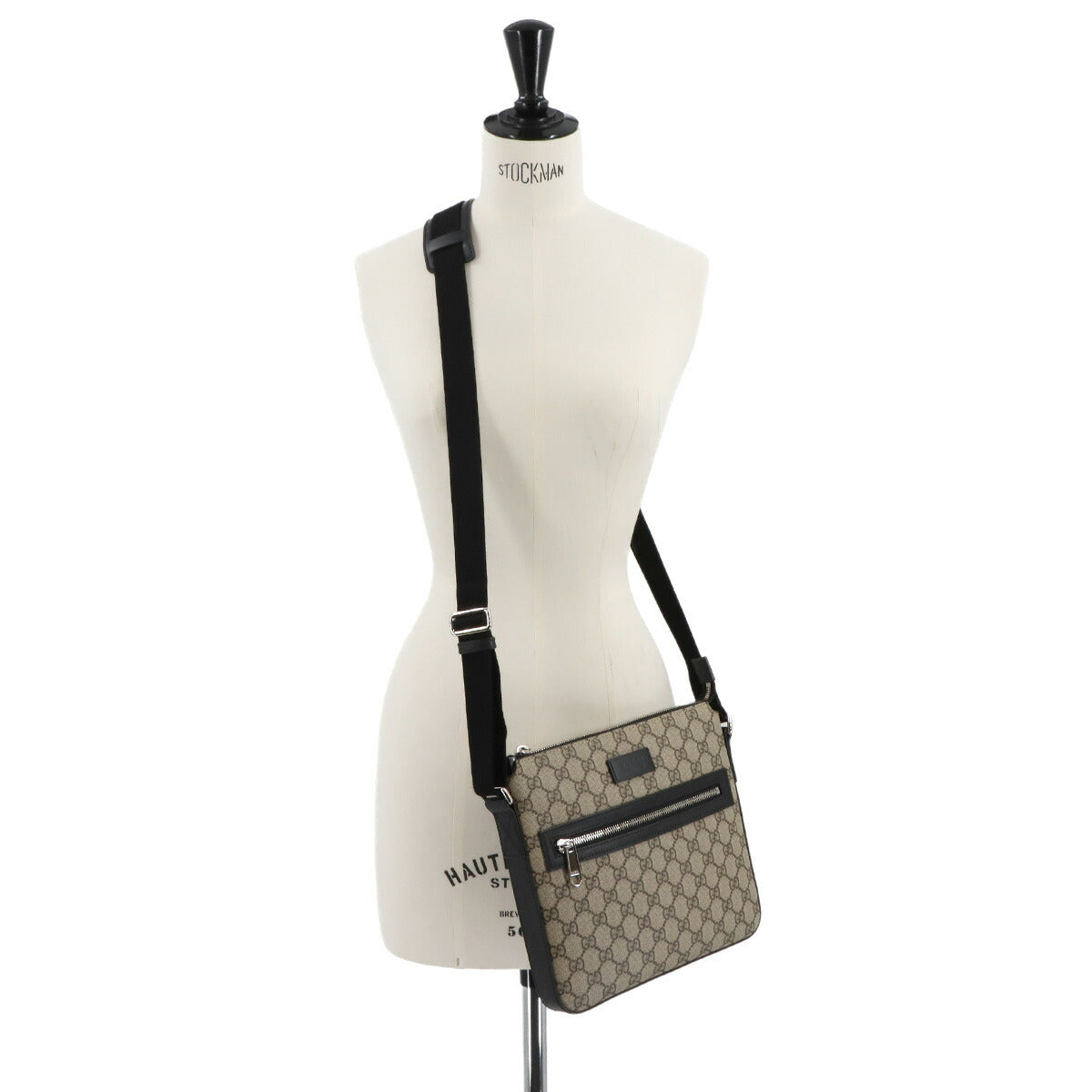 GG Supreme Messenger Shoulder Bag PVC Leather Black 779865