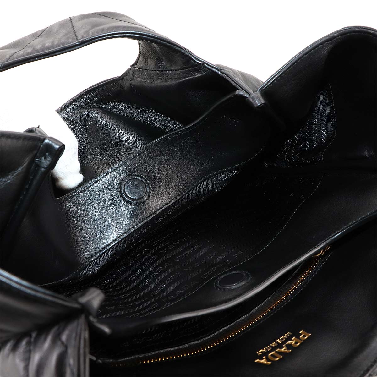 Tote Bag Nappa Leather Black 1BG450 Logo Purse