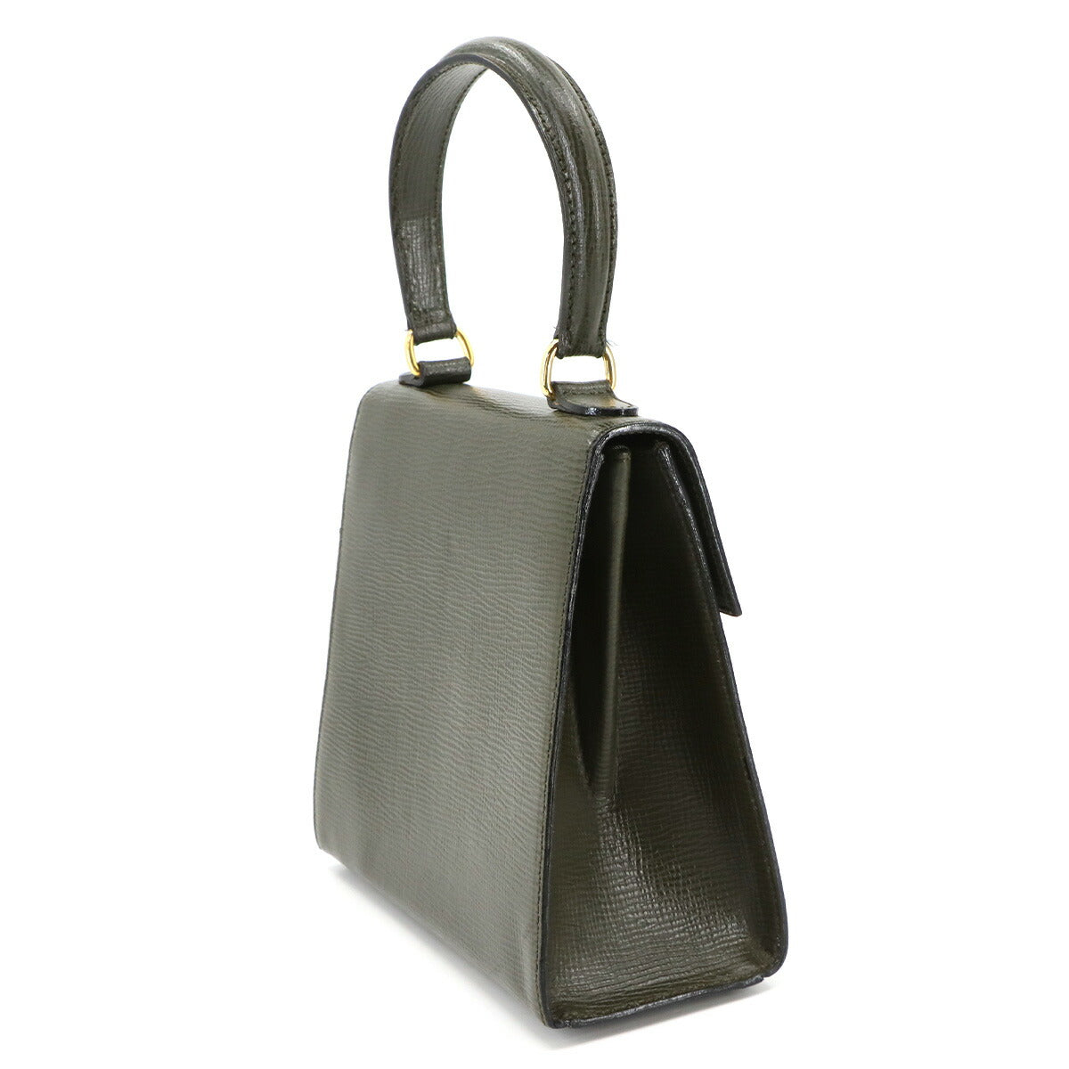 Gancini 2way Hand Shoulder Bag Leather Khaki Vintage