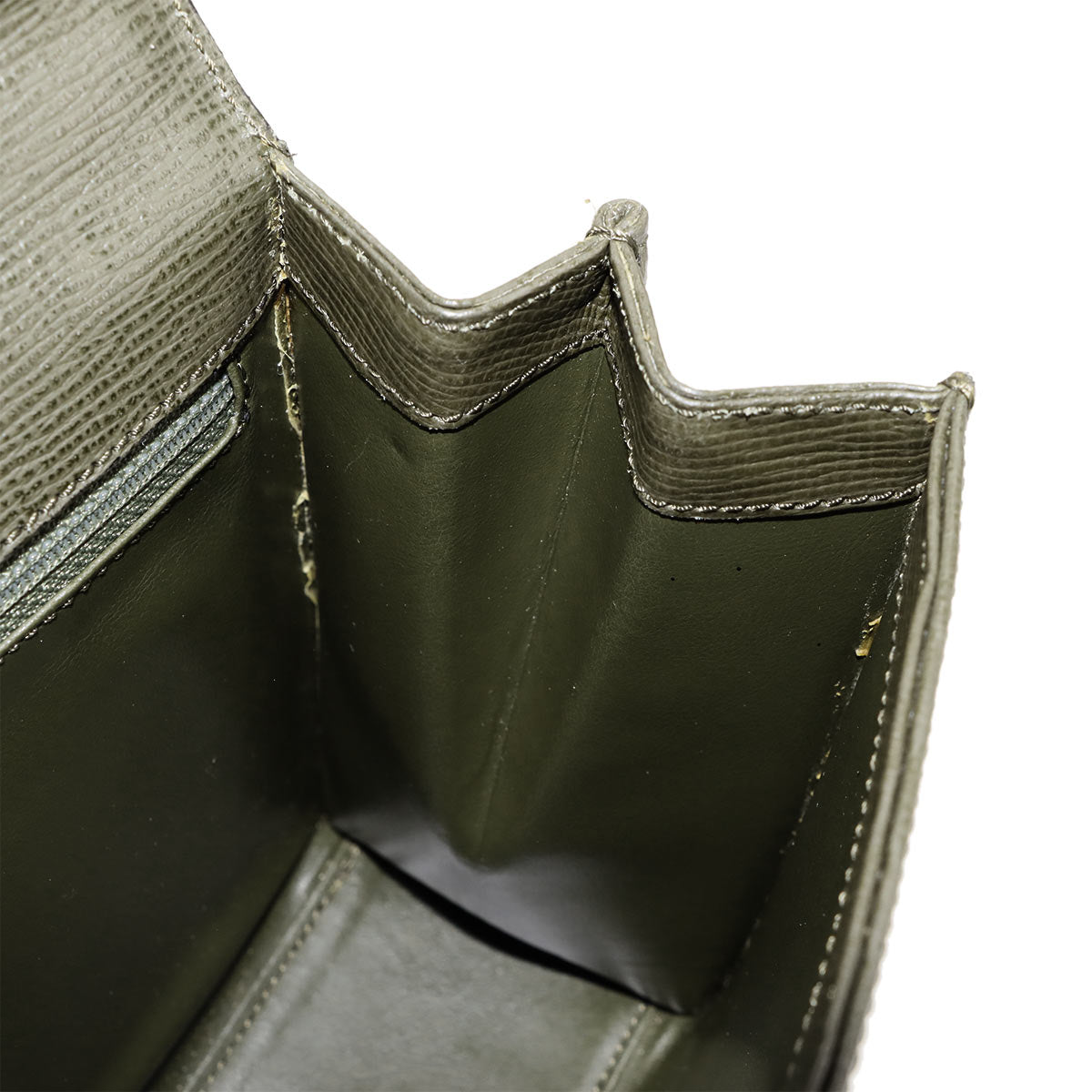 Gancini 2way Hand Shoulder Bag Leather Khaki Vintage