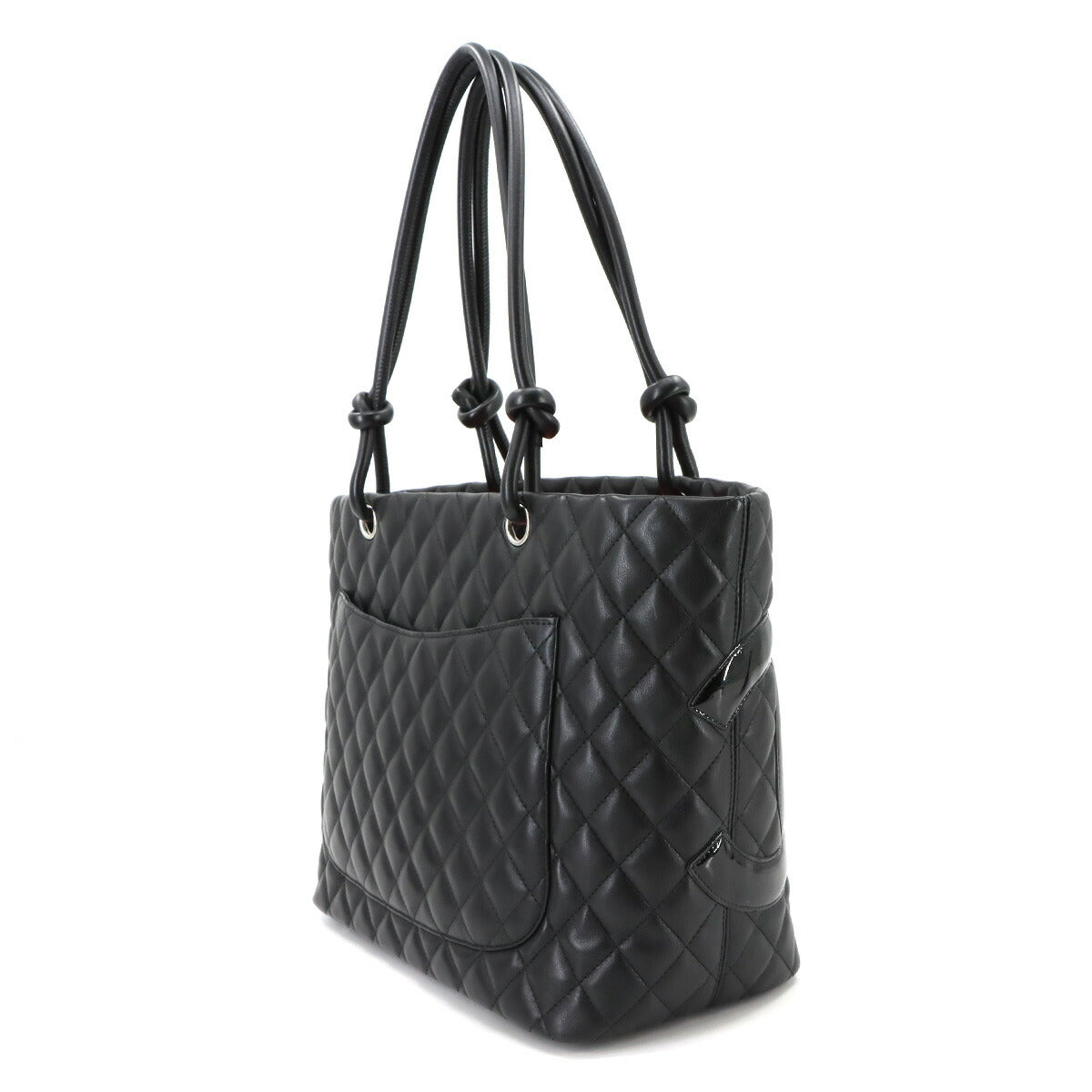 Cambon Line Large Tote Bag Leather Enamel Black A25169 Purse