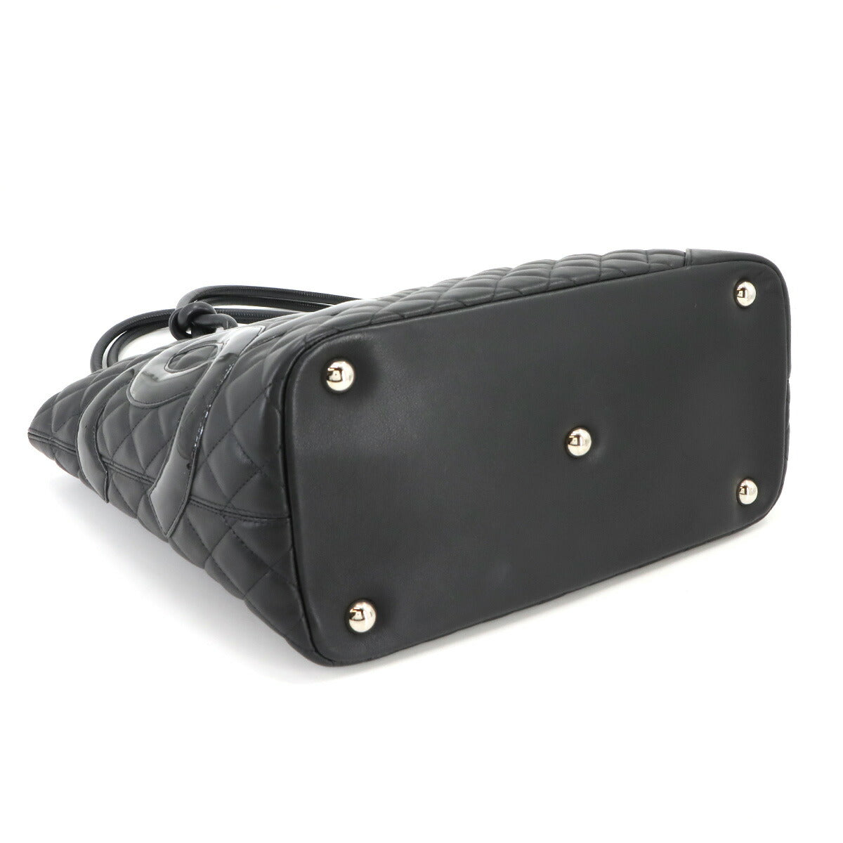 Cambon Line Large Tote Bag Leather Enamel Black A25169 Purse