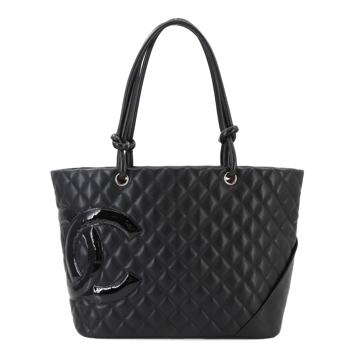 Cambon Line Large Tote Bag Leather Enamel Black A25169 Purse