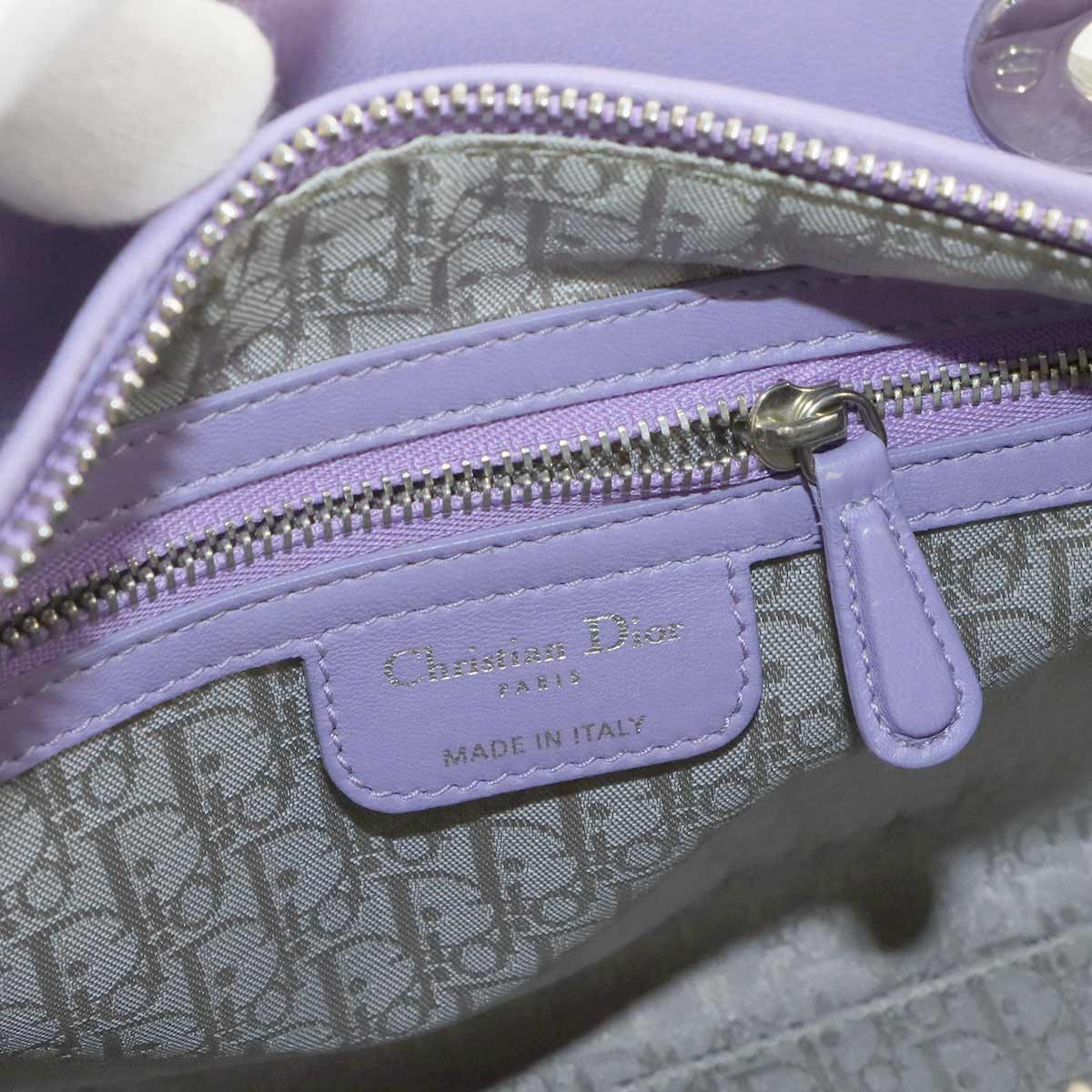 Lady Dior Medium Hand Shoulder Bag Leather Purple Purse