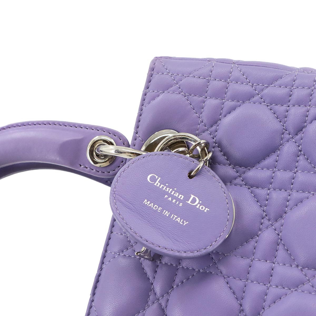 Lady Dior Medium Hand Shoulder Bag Leather Purple Purse
