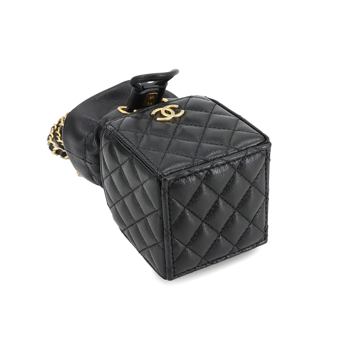 Matelasse Chain Shoulder Bag Leather Black Purse