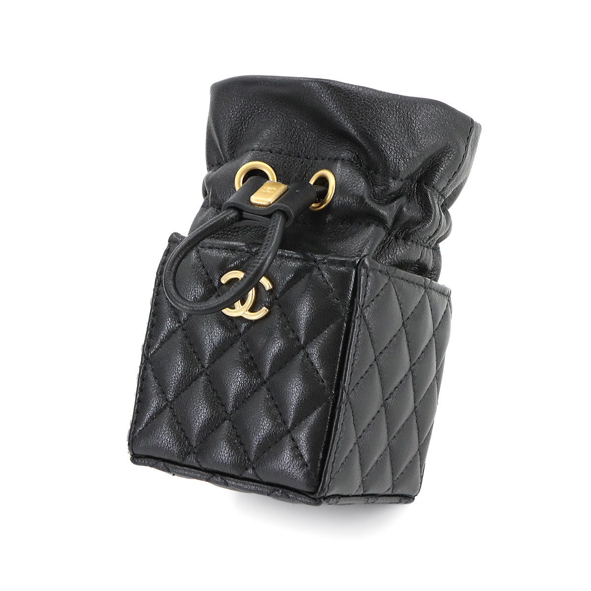 Matelasse Chain Shoulder Bag Leather Black Purse