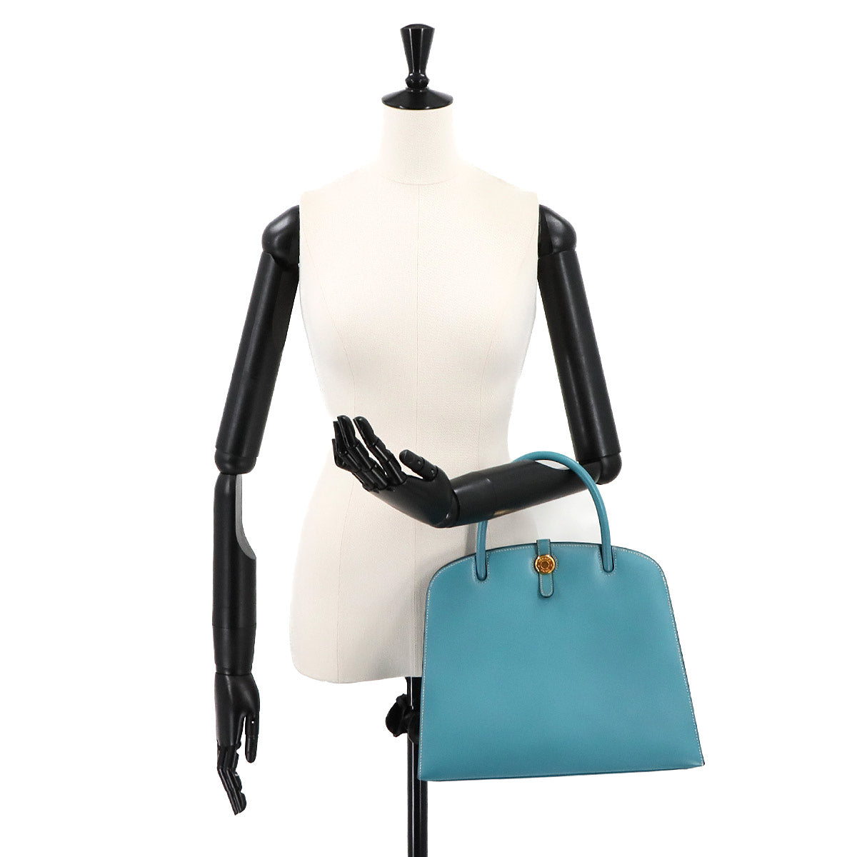 Dalvy MM 30 Hand Bag Box calf Bleu Jean Purse