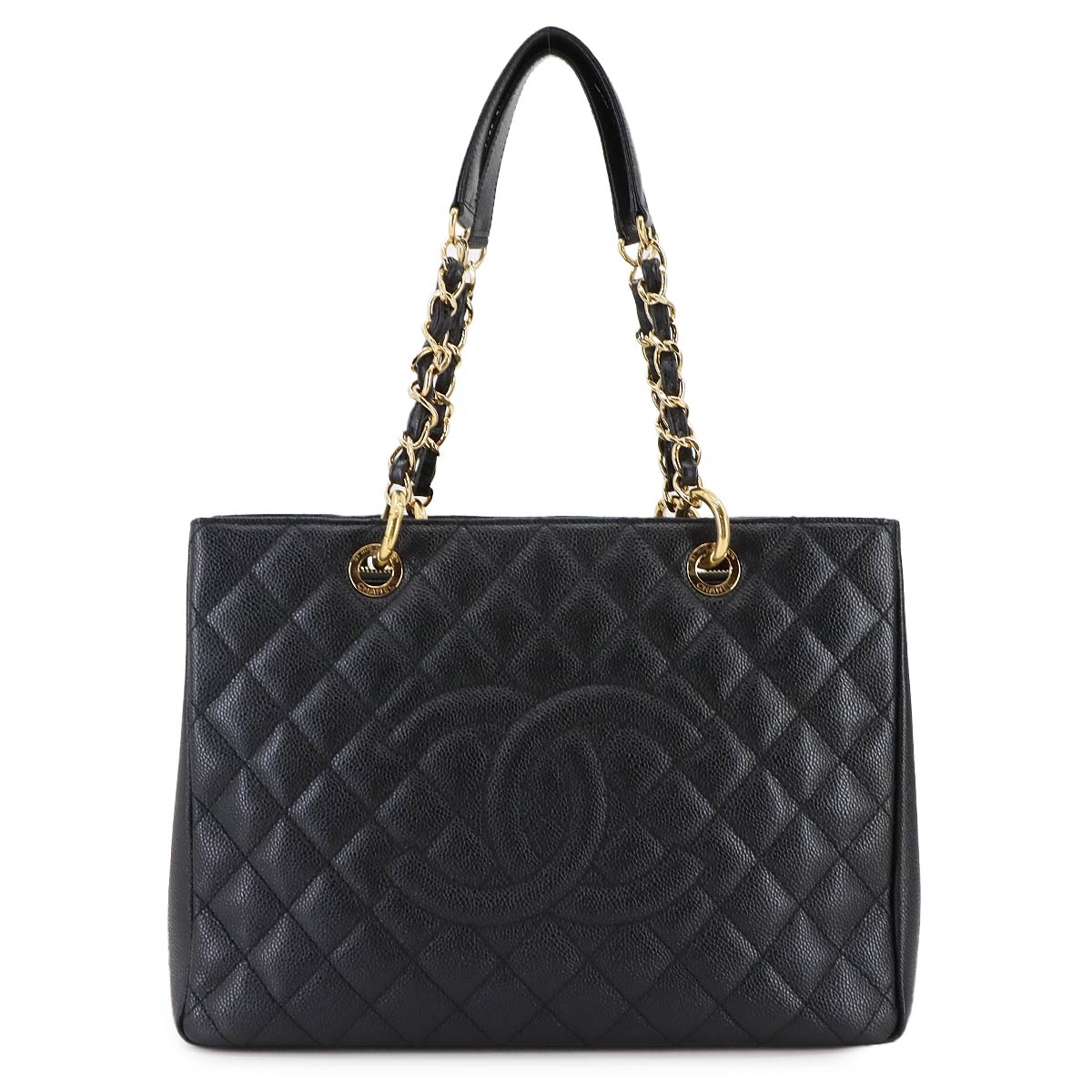 Matelasse Grand Shopping Tote Bag Leather Black GST A50995