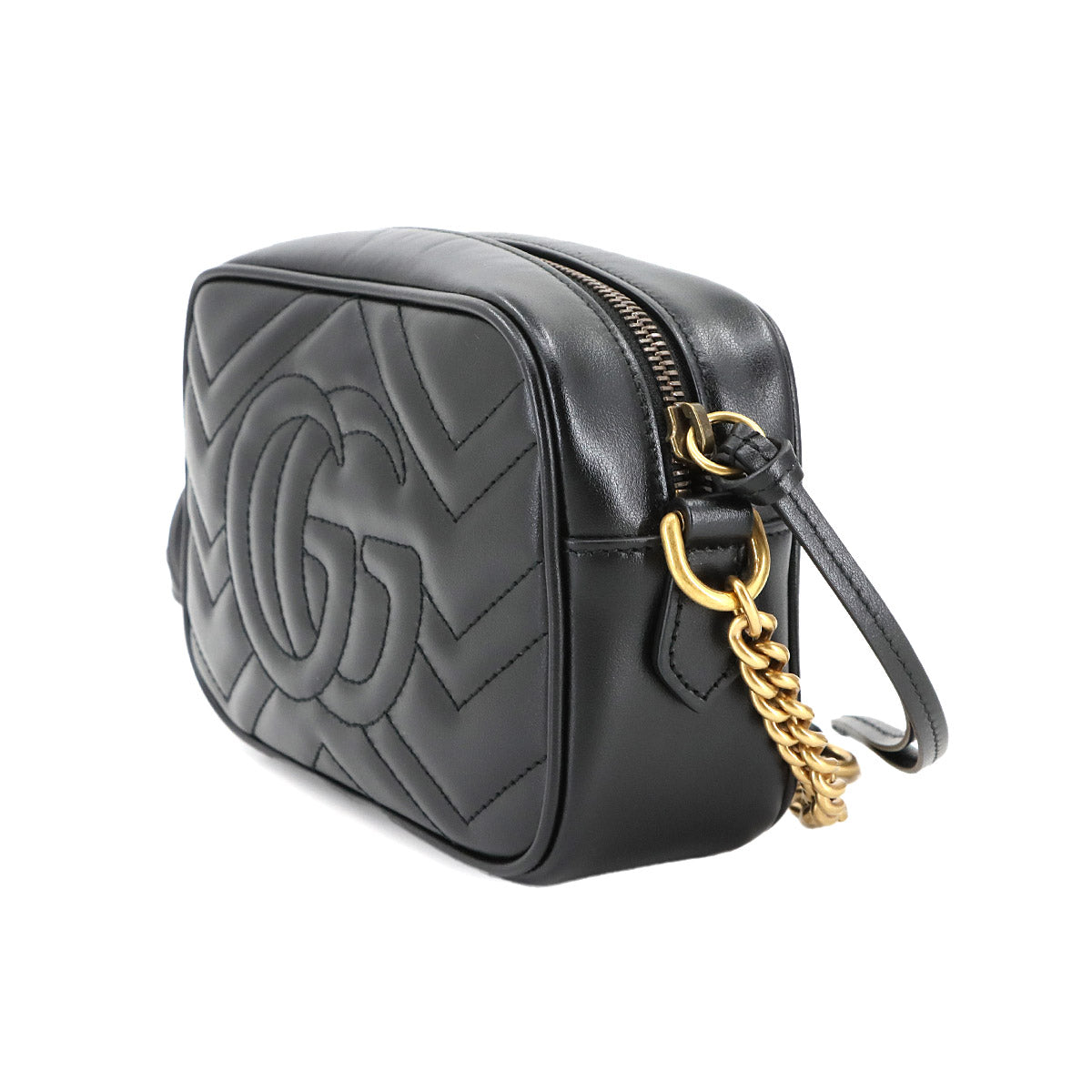 GG Marmont Quilting Mini Chain Shoulder Bag Leather Black 448065