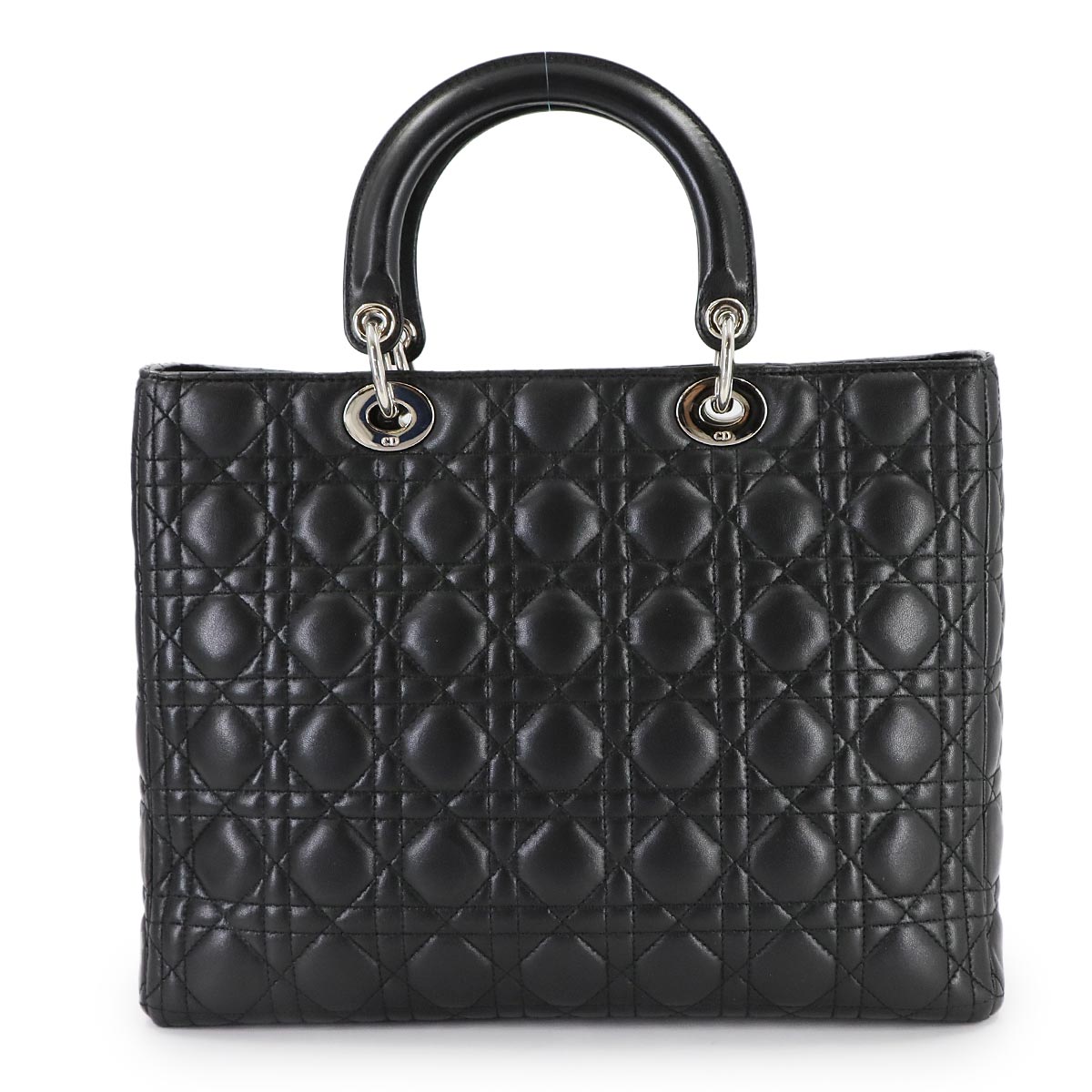 Lady Dior Large 2way Hand Shoulder Bag Leather Black