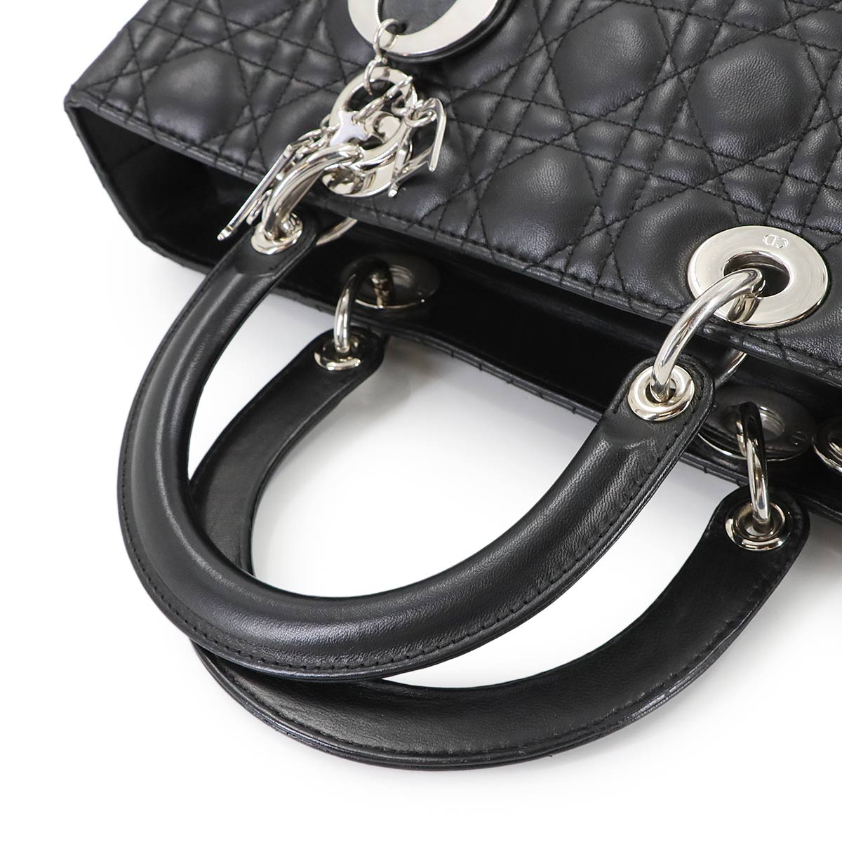 Lady Dior Large 2way Hand Shoulder Bag Leather Black