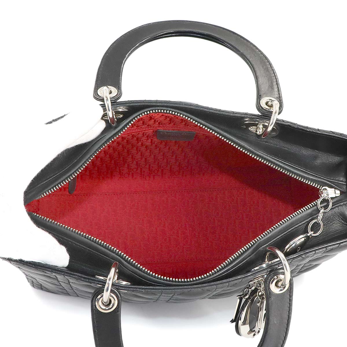 Lady Dior Large 2way Hand Shoulder Bag Leather Black