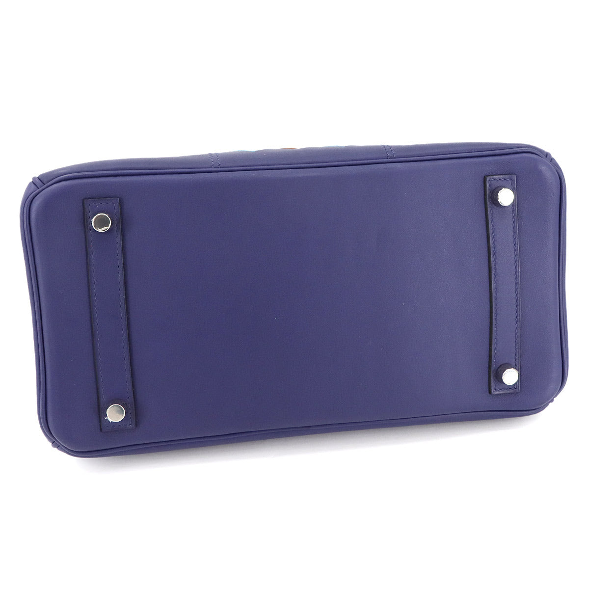 Birkin 30 Tressage De Cuir Swift Epsom Hand Bag Blue encre