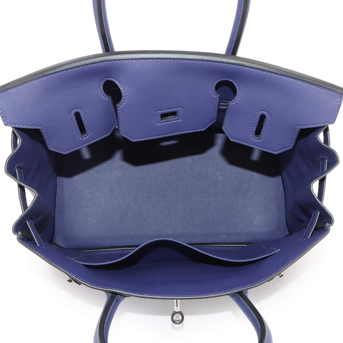 Birkin 30 Tressage De Cuir Swift Epsom Hand Bag Blue encre