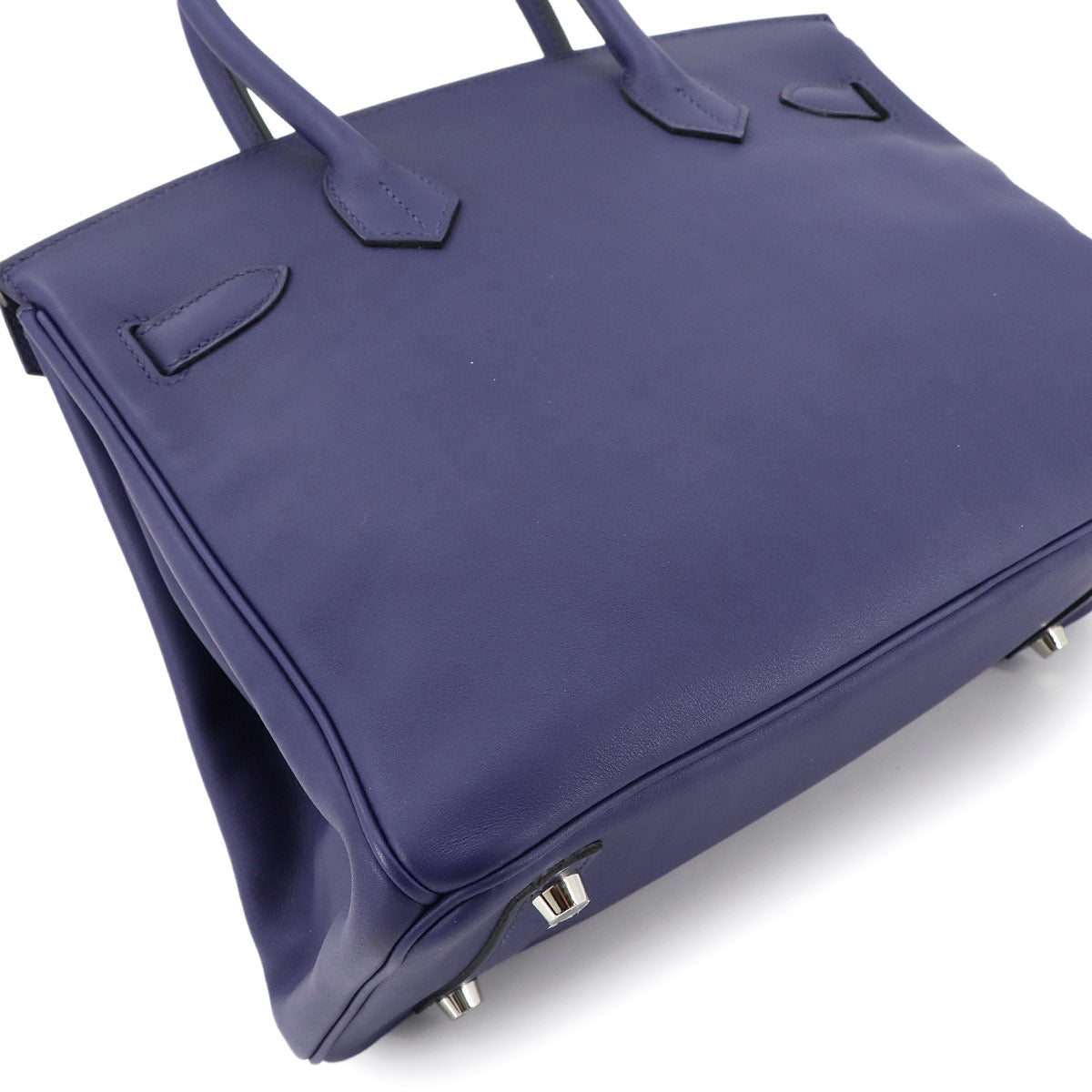 Birkin 30 Tressage De Cuir Swift Epsom Hand Bag Blue encre