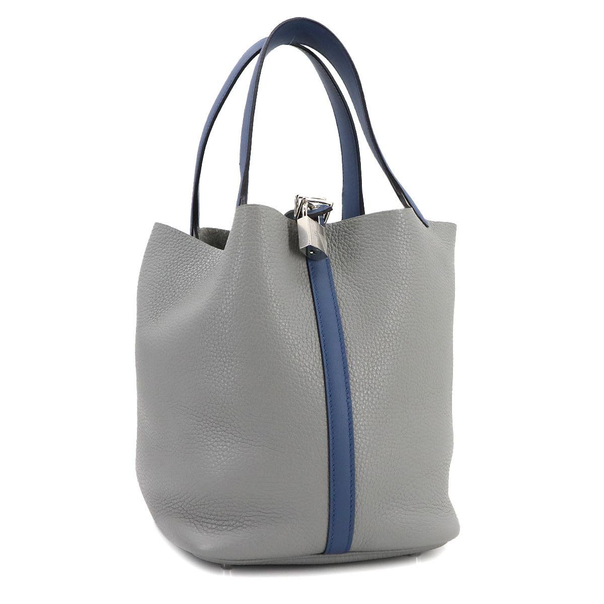 Picotin Lock Touch MM Hand Bag Taurillon Clemence Gris Mouette