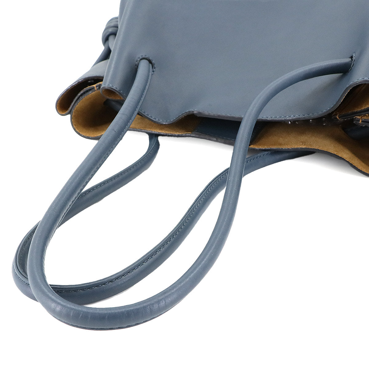 Flamenco Knot Tote Bag Leather Blue Purse