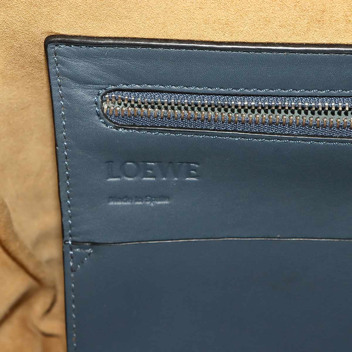 Flamenco Knot Tote Bag Leather Blue Purse