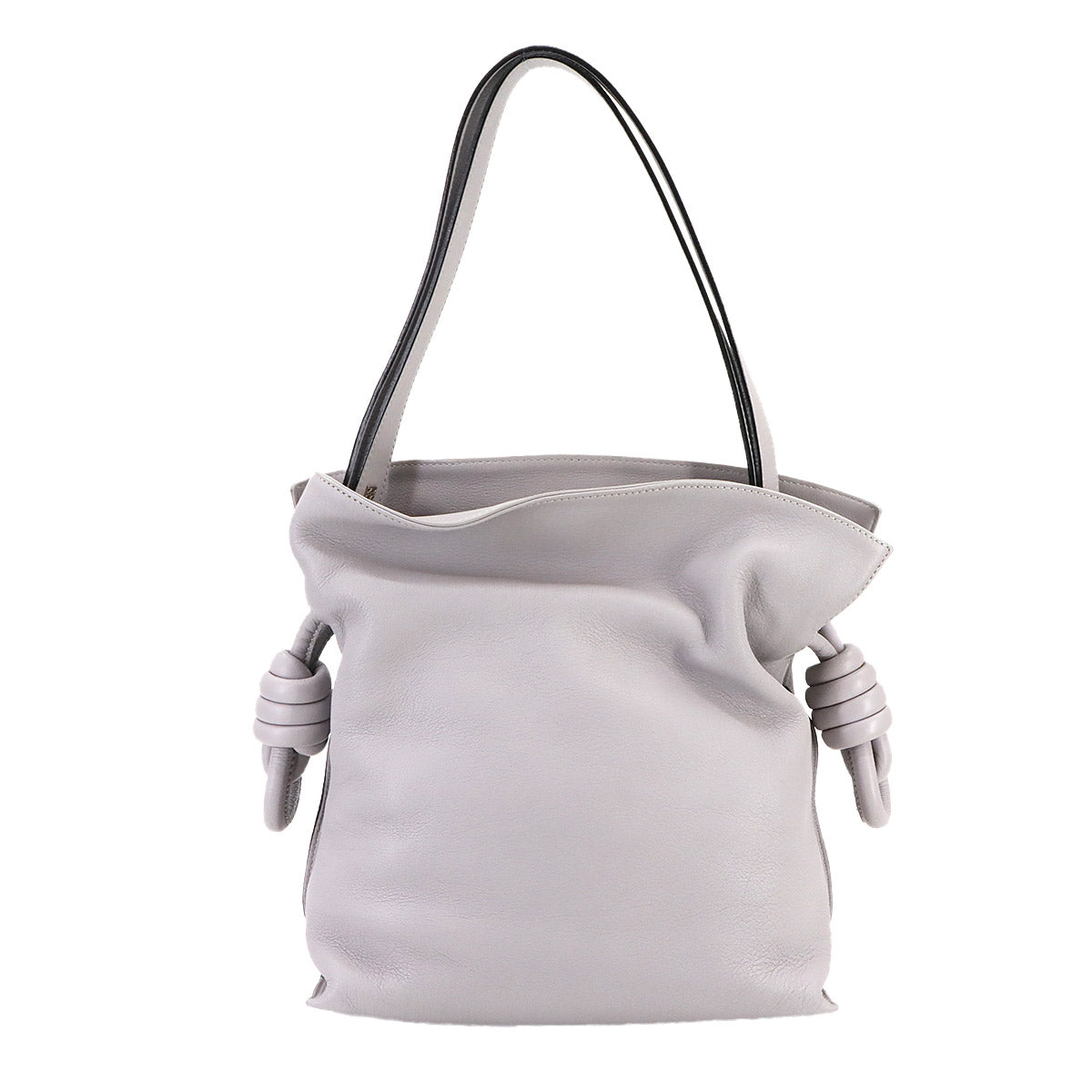 Flamenco Clutch Medium Shoulder Bag Leather Gray Purse