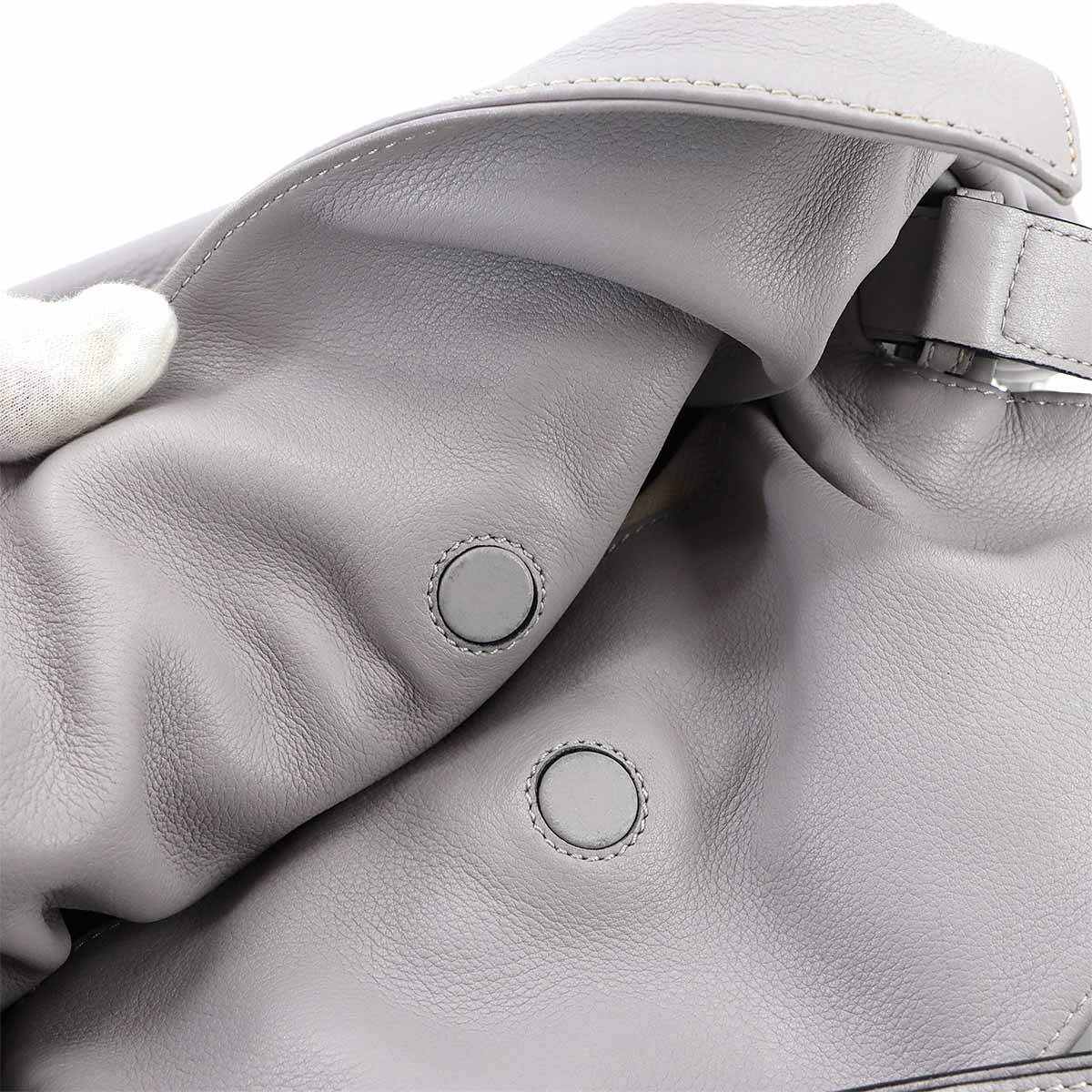 Flamenco Clutch Medium Shoulder Bag Leather Gray Purse