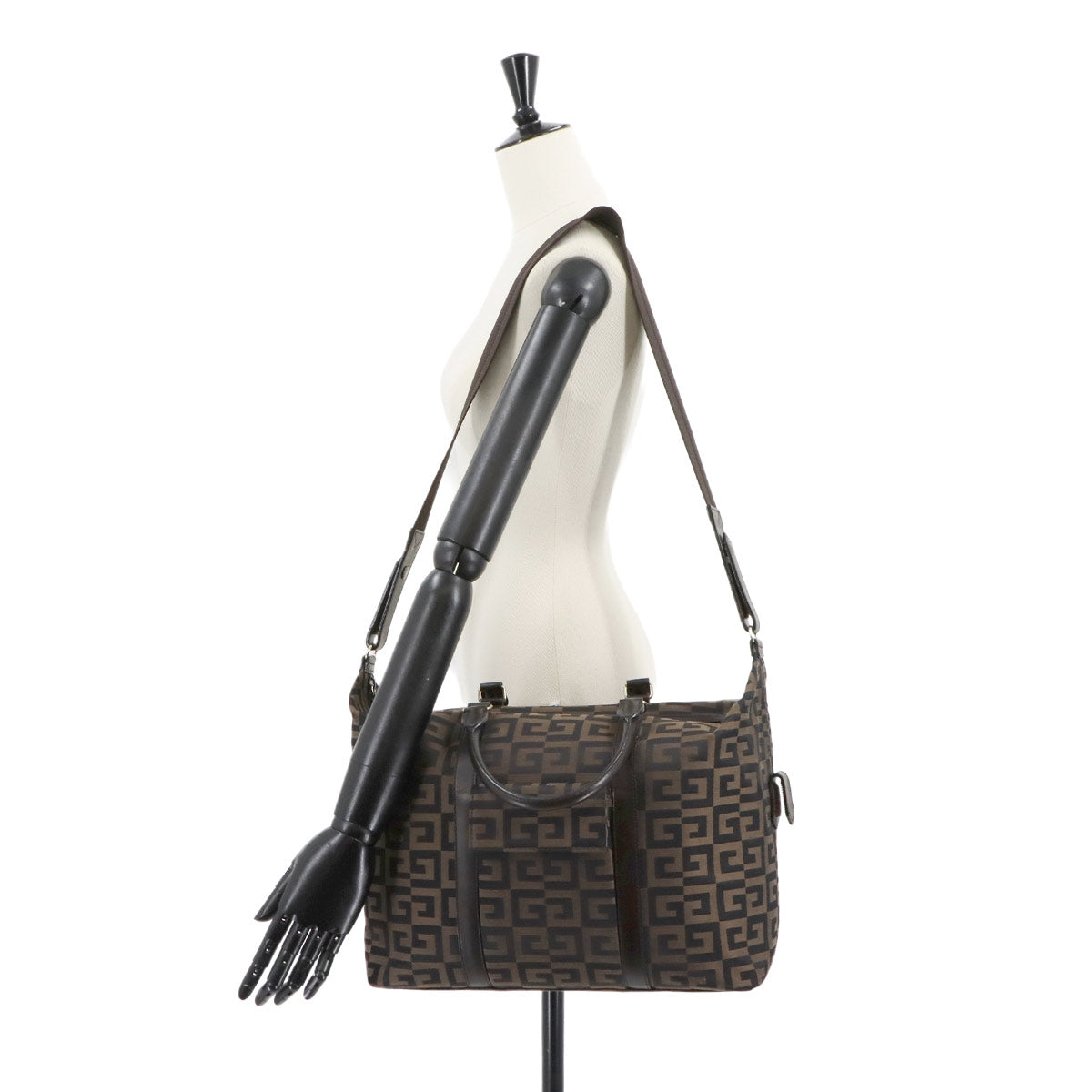 2way Boston Shoulder Bag Nylon canvas Leather Brown Black