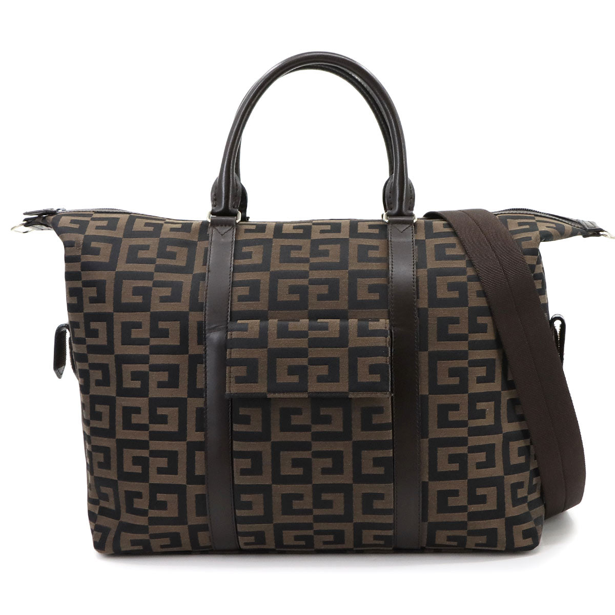 2way Boston Shoulder Bag Nylon canvas Leather Brown Black